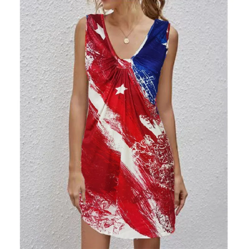 

New Women's 2022 Summer V-Neck Sexy Print Dress Ladies Dress Casual Street Style Ladies Tops