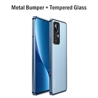 metal bumper case for xiaomi mi 12 pro mi 11 ultra case aluminum frame cover for xiaomi mi 12 luxury glass shockproof phone case