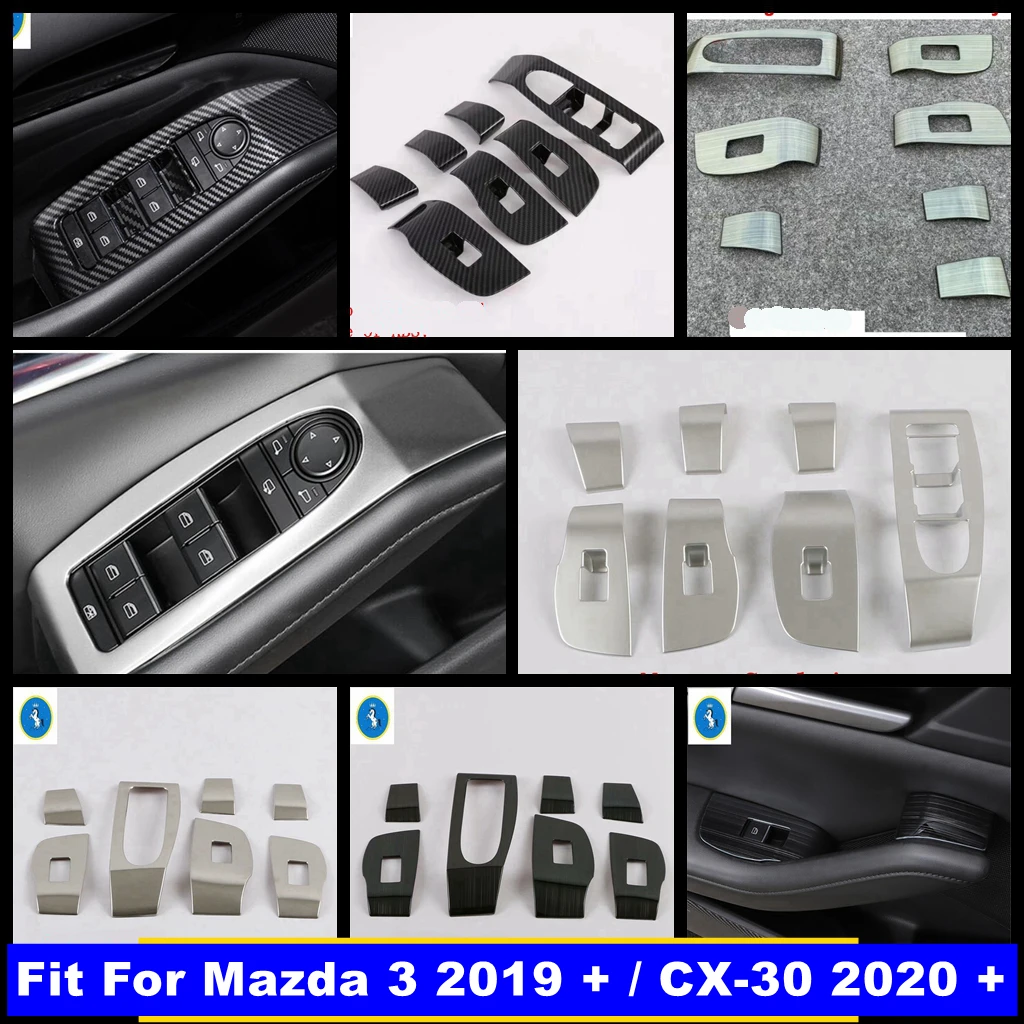 

Inner Door Armrest Window Glass Lift Button Control Protection Panel Cover Trim Fit For Mazda 3 2019 - 2022 / CX-30 2020 - 2022