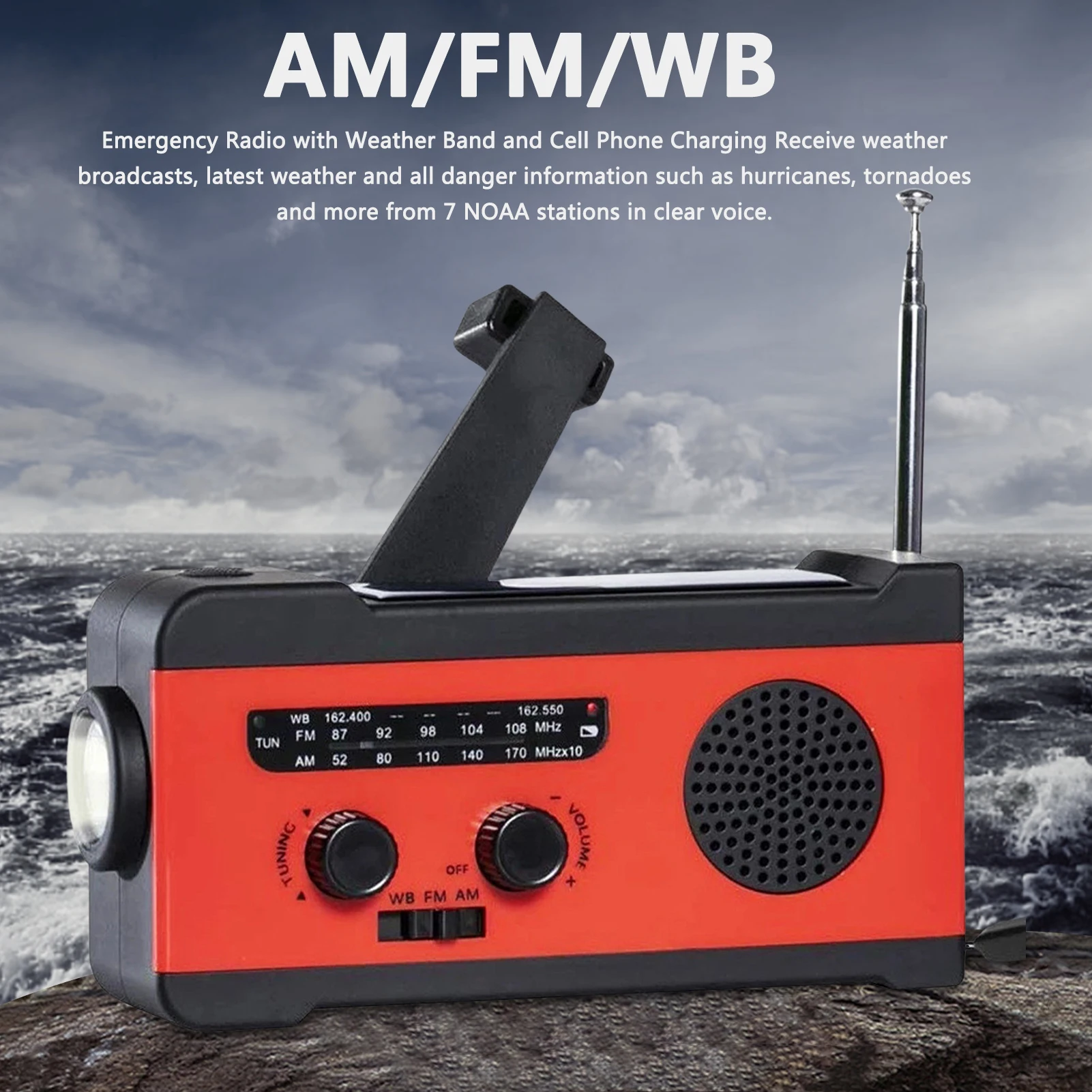 

Solar Radio Hand Crank FM AM WB SW Outdoor Weather Radio 2000 MAh LED Flashing Lights SOS Alarm Outdoor Camping Emergency Radio