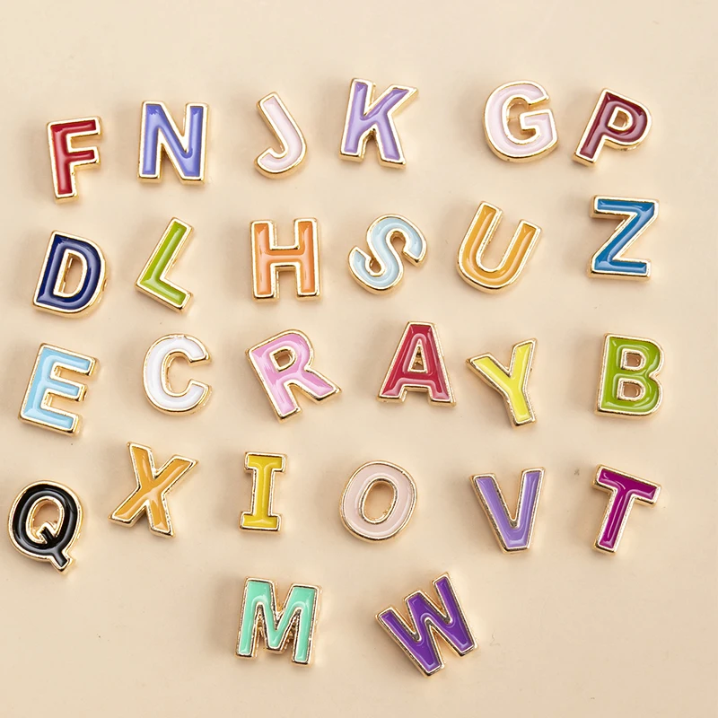 

26pcs/lot Mixed A-Z Enamel Letters Beads Alphabet Spacer Bead DIY Bracelet Necklace for Jewelry Making Accessories