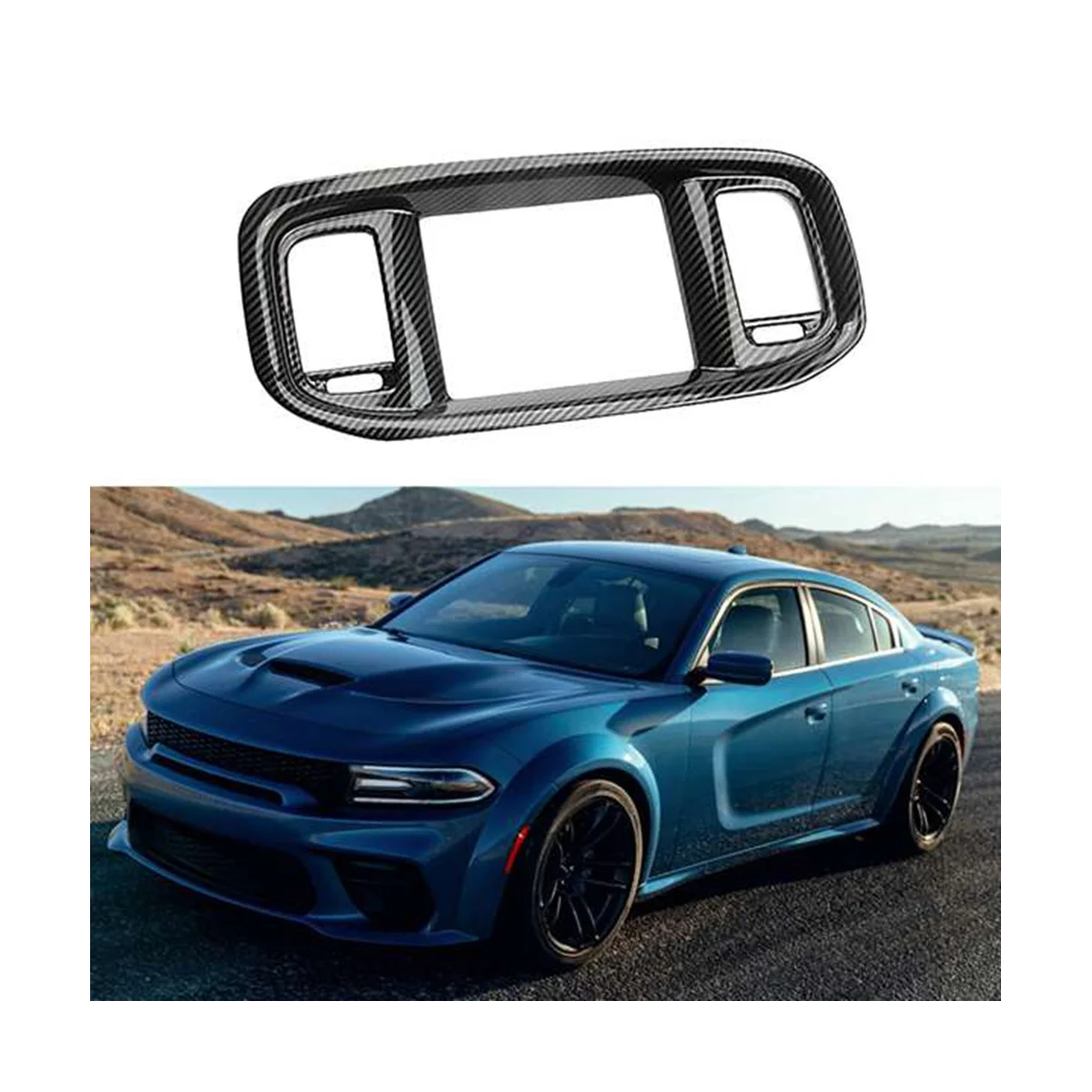 

Car Carbon Fiber Center Console Dashboard Navigation Air Conditioner Outlet Cover Trim Panel for Dodge Charger 2015-2020