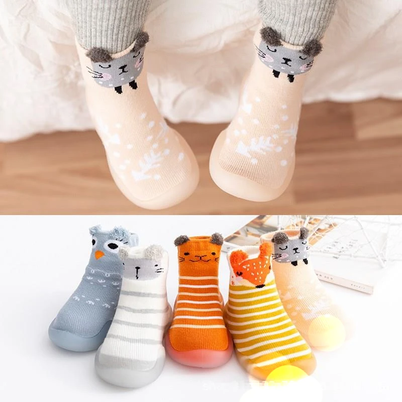 

Baby Toddler Shoes Boys Girls Infant First Walker Children Cartoon Animal Soft Rubber Sole Socks shoes Knit Anti-slip Booties