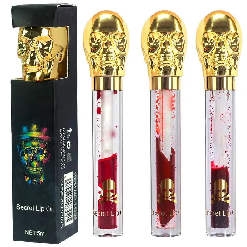 Блеск для губ на Хэллоуин стильный Увлажняющий блеск в виде черепа искусственный