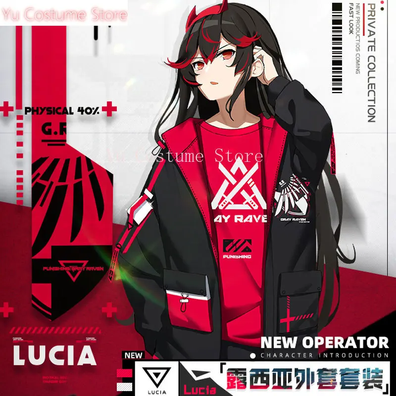 Набивка: Серый Ворон Люсия Пальто Одежда с Капюшоном Косплей Костюм Cos Game Аниме