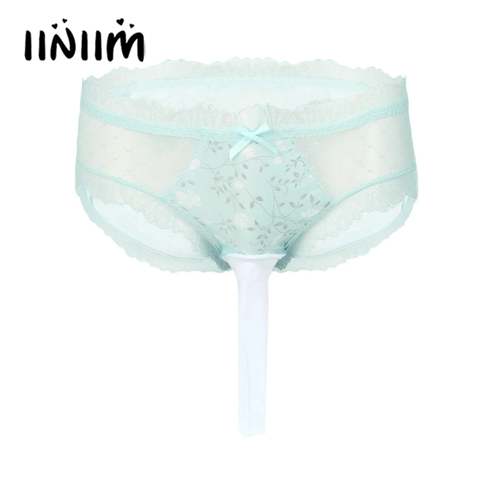 

Sexy Gay Mens Floral Print Sissy Panties See-through Mesh Patchwork Briefs Bulge Pouch Lace Trim Underpants Sissy Underwear