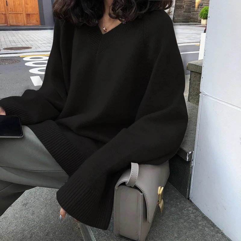 

Женский свитер с длинным рукавом, облегающий однотонный вязаный женский пуловер, свитер сезона осень-зима 2020