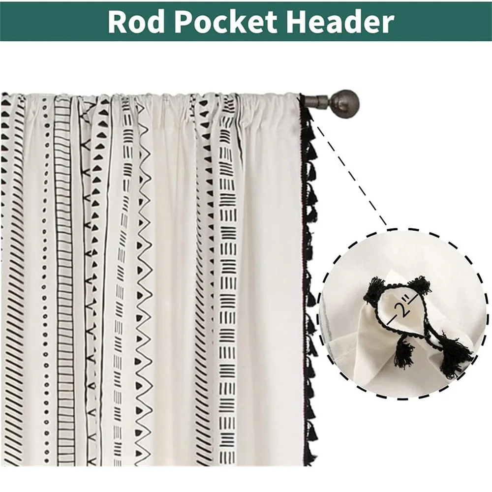 Богемные шторы с льняными текстурированными полосатыми узорами используются