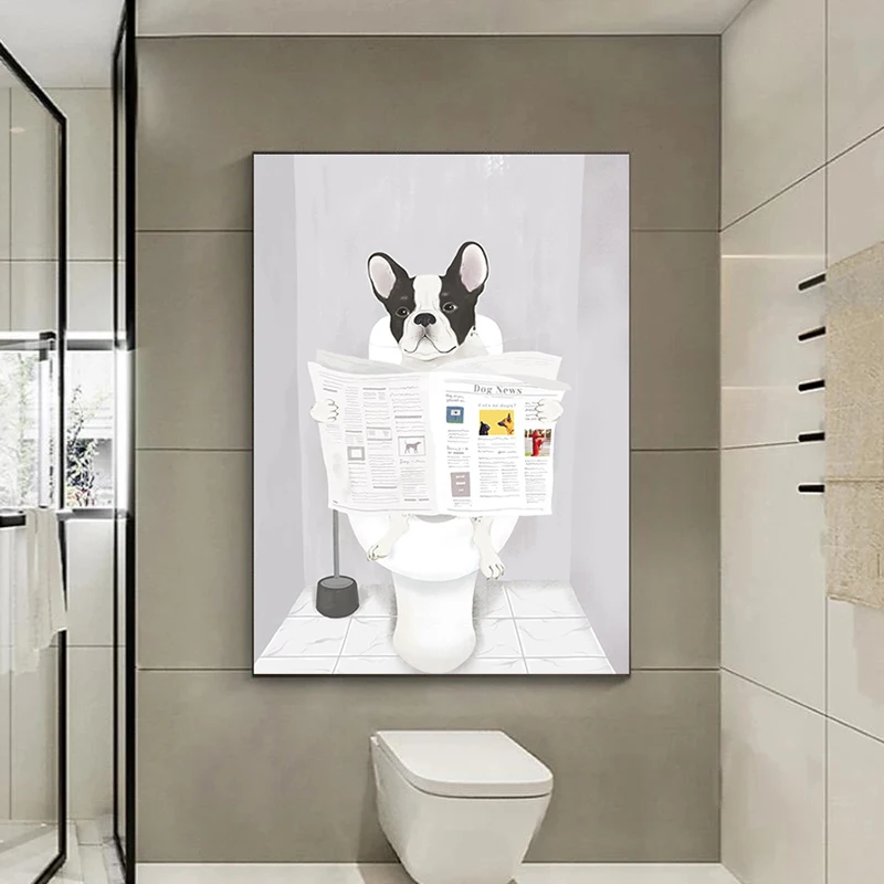 

Настенная картина «бульдог в туалете»