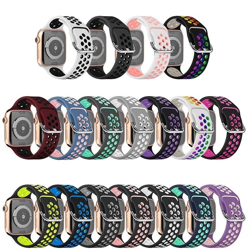 

44mm Silicone Strap For Apple Series 6 7 Smart Watch X8 Max Breathable Smartwatch Wrist Belt T500 X6 W26 W37 Pro For DT100 HW22