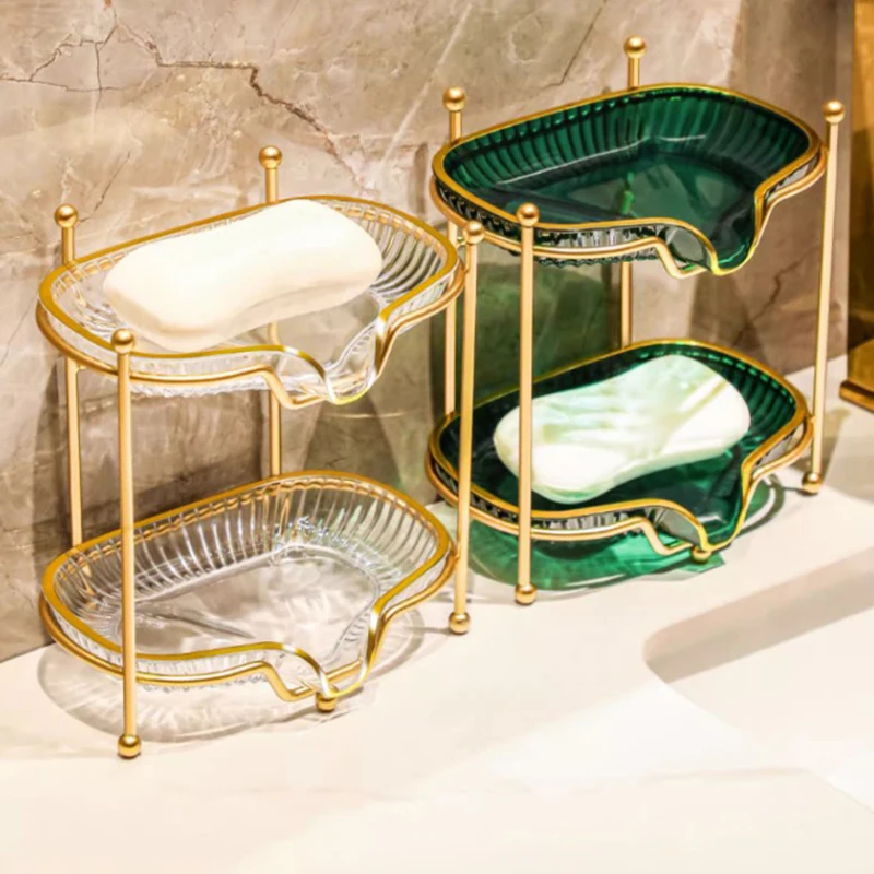 

Bathroom Soap Dish Light Luxury Soap Holder Toilet Soap Tray Kitchen Box Container Style Savon Rack Household Accessories