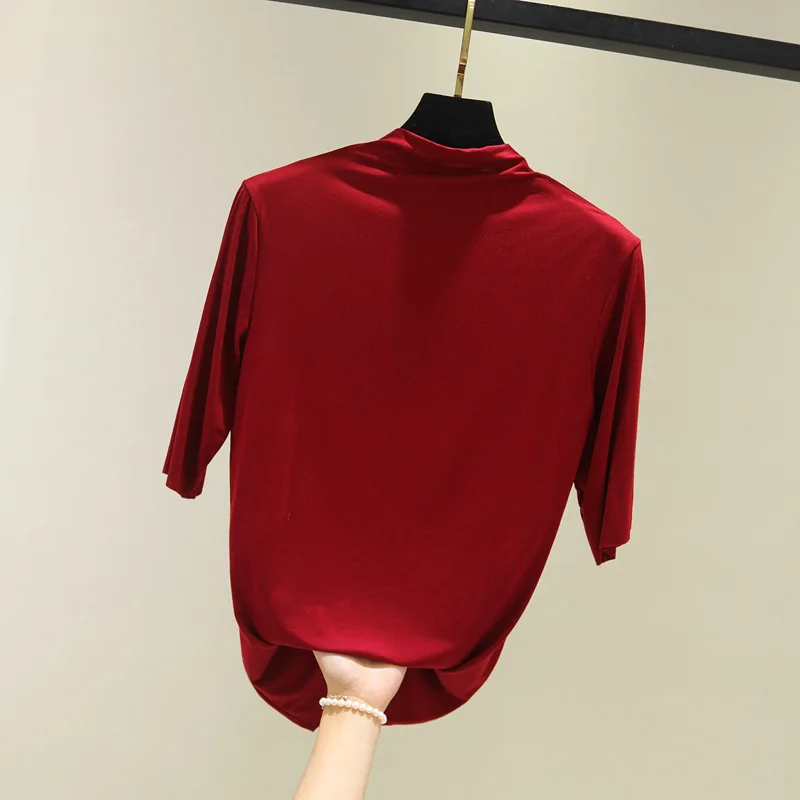 

Футболка женская Модальная с коротким рукавом, модный винтажный топ в Корейском стиле, Офисная рубашка, черный цвет, на лето