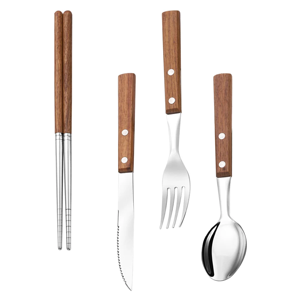 

1 Set of Camping Utensil Set Silverware Steak Service Espresso Spoons Silverware Set