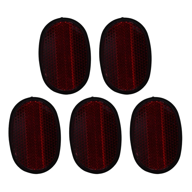 

5 Pcs Bicycle Rear Tail Fender Reflector Mudguard Oval Warnning Red Black