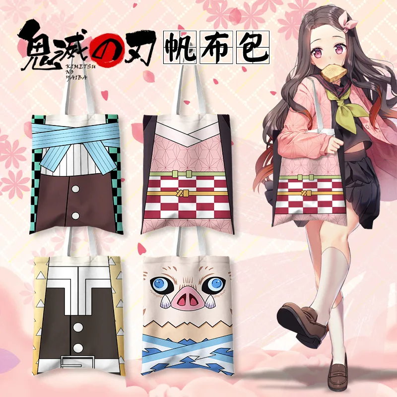 

Anime Demon Slayer Cute Print Kamado Tanjirou Cosplay shopping Bag Large Capacity Casual Bags toys Gift