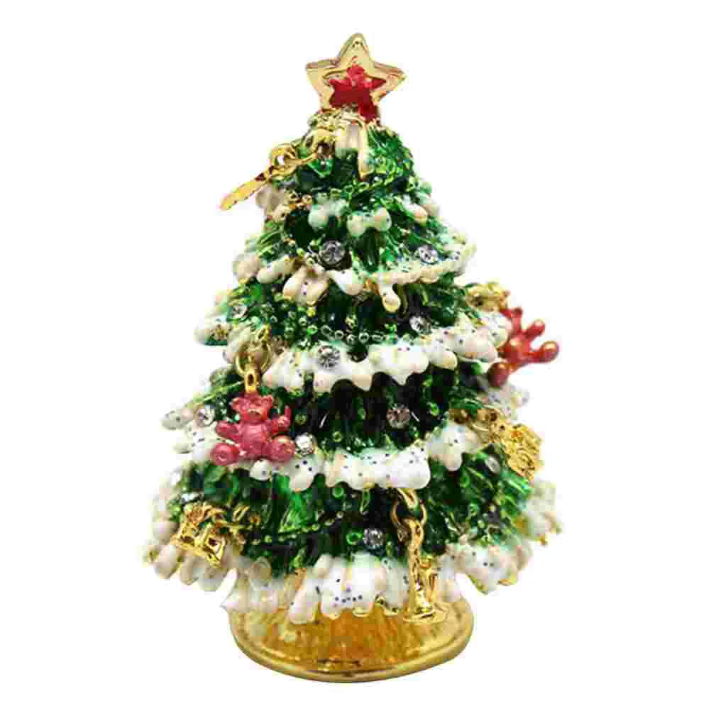 

Box Christmas Tree Case Jewelry Ring Trinket Desktop Holderornaments Decor Metal Display Earring Holidaysparkling Craft Necklace