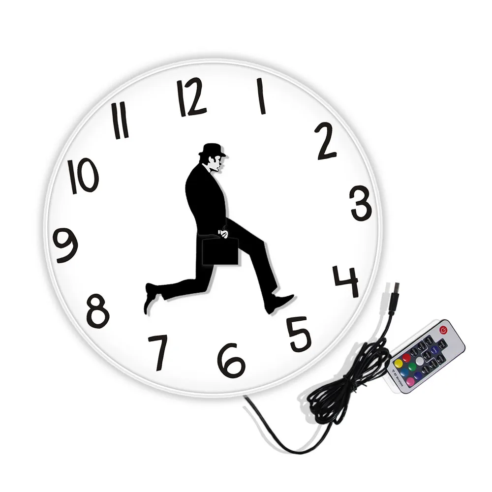 british comedy inspired ministry of silly walk wall clock comedian home decor novelty wall watch funny walking silent mute clock free global shipping