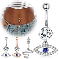 14g cz belly button rings dangle snake evil eye navel ring surgical steel belly piercing body jewelry oreja body belly ring