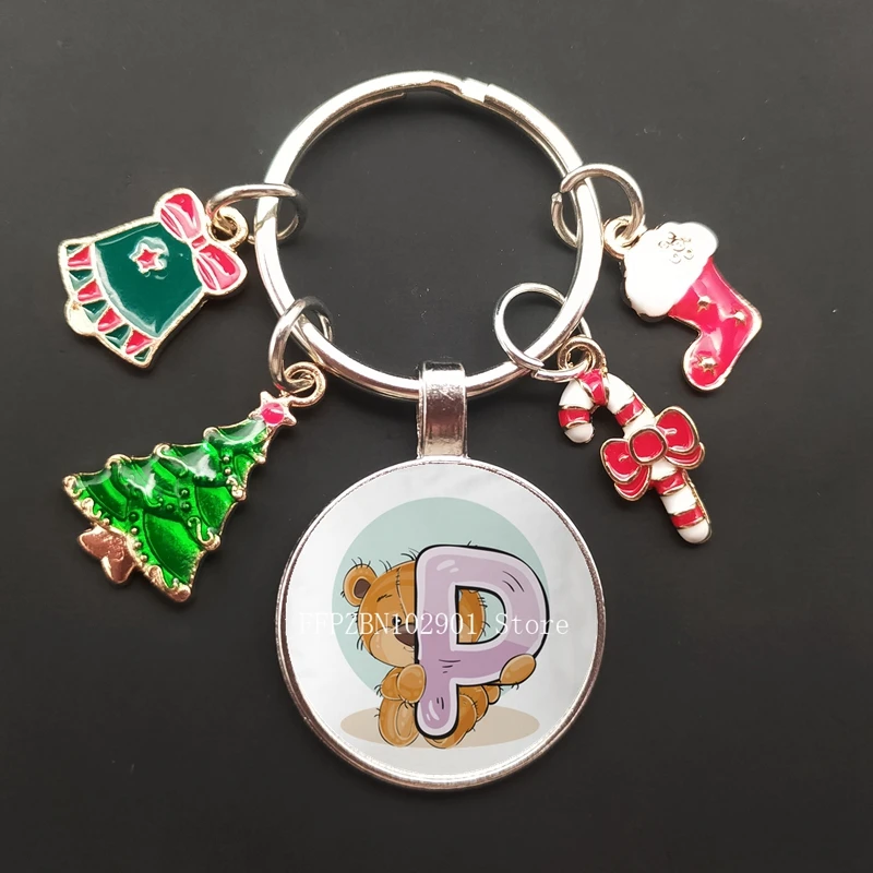 Женский брелок-кольцо со стеклянной подвеской