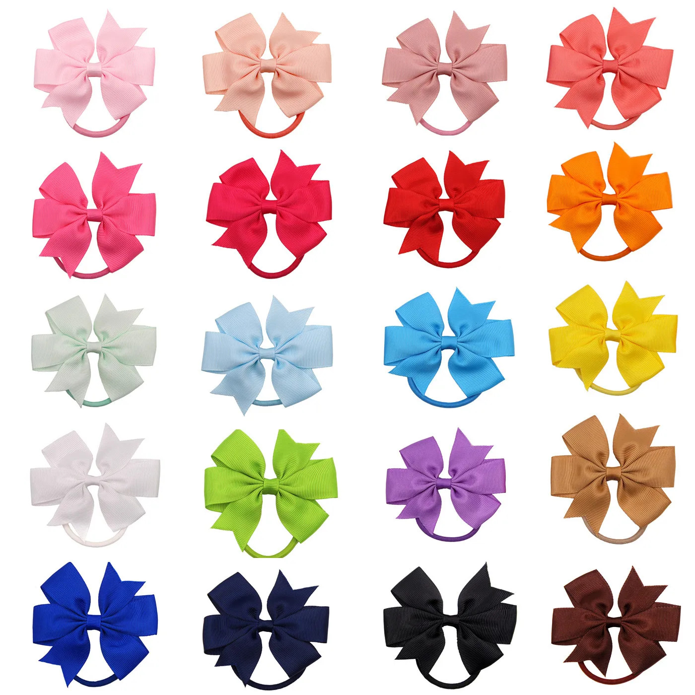 

24Pcs Mini Solid Bows Elastic Hair Bands Kids Girls Small Rubber Band Hair Rope Ponytail Holder Headwear Hair Accessories