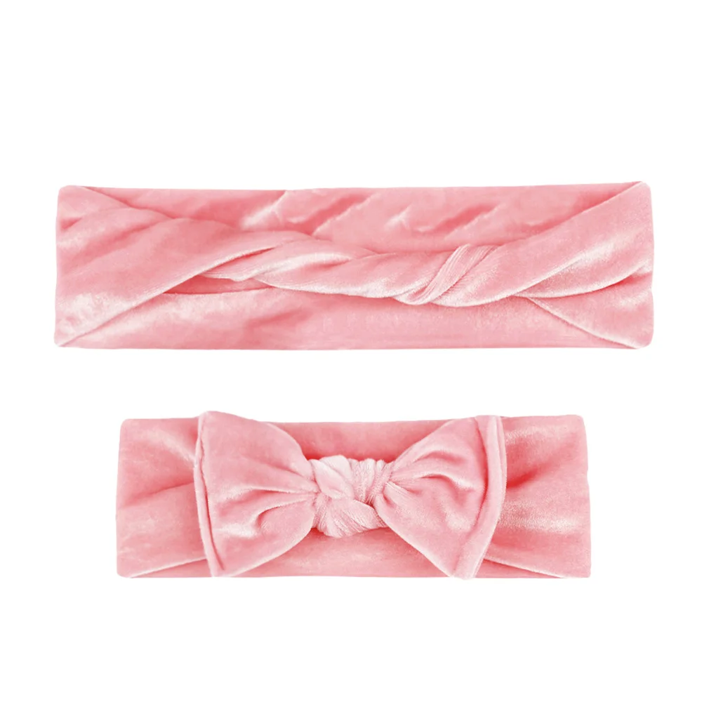 

Mother-child Headbands Knotted Baby and Mommy Bandeaux Pleuche Elastic Bowknot Headwraps, Pink