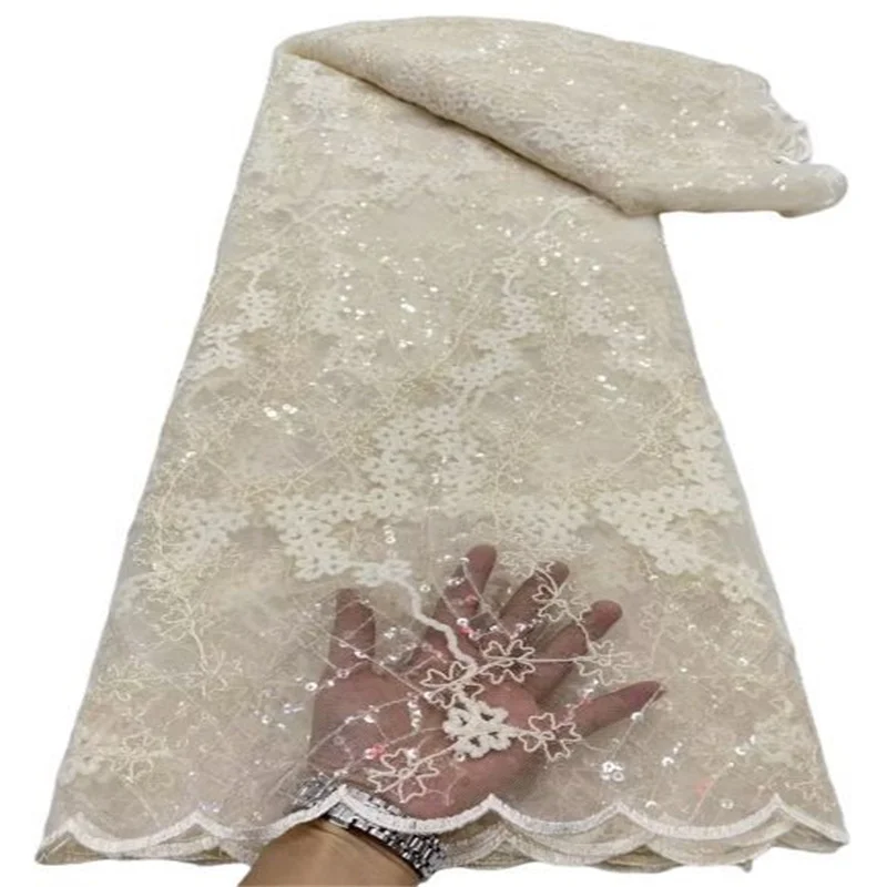 

Новейшая африканская кружевная ткань с блестками 2023, Высококачественный кружевной материал, французская нигерийская кружевная ткань для женщин