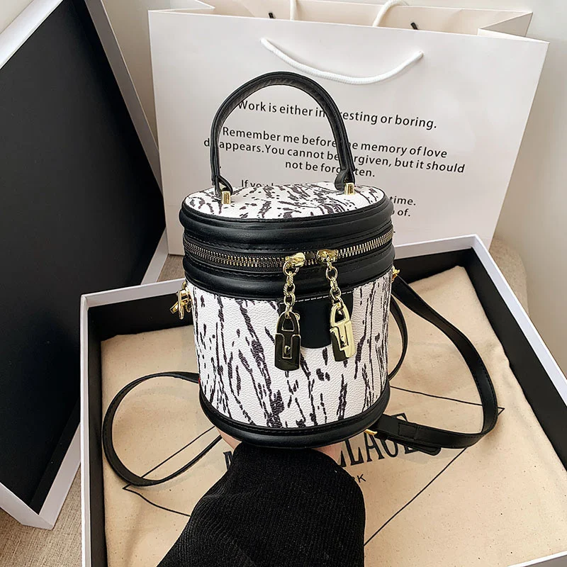 

Винтажная женская сумка-тоут цилиндрической формы из 2023 искусственной кожи, сумка через плечо для женщин, круглая сумка-мешок на молнии, кошелек, сумки-мессенджеры