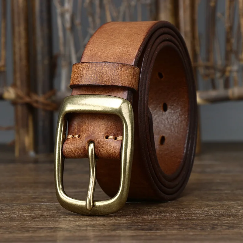 Top Cow Genuine Leather Belts for Men Luxury Designer High Quality Fashion Style Vintage Brown Cowboy Male Belt Jeans Cintos