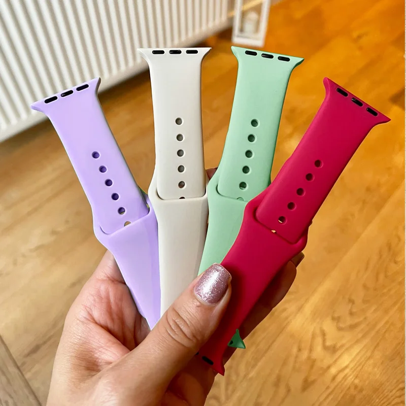 Фото Ремешок силиконовый для Apple Watch band 49 мм 44 мм 45 мм 41 мм 38 мм 42 мм 40 мм, резиновый браслет для iWatch Series Ultra 8 SE 7 6 5 3 №4