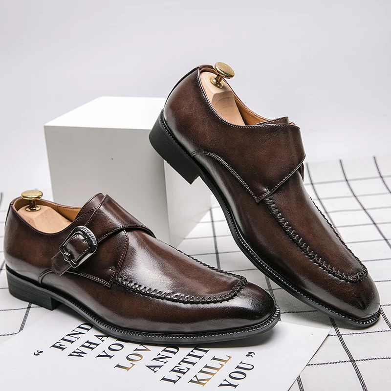 

Туфли Monk shoes, деловая обувь, кожаные туфли для жениха, свадебная обувь, офисная обувь, деловые строгие туфли, мужская обувь на шнуровке для вс...