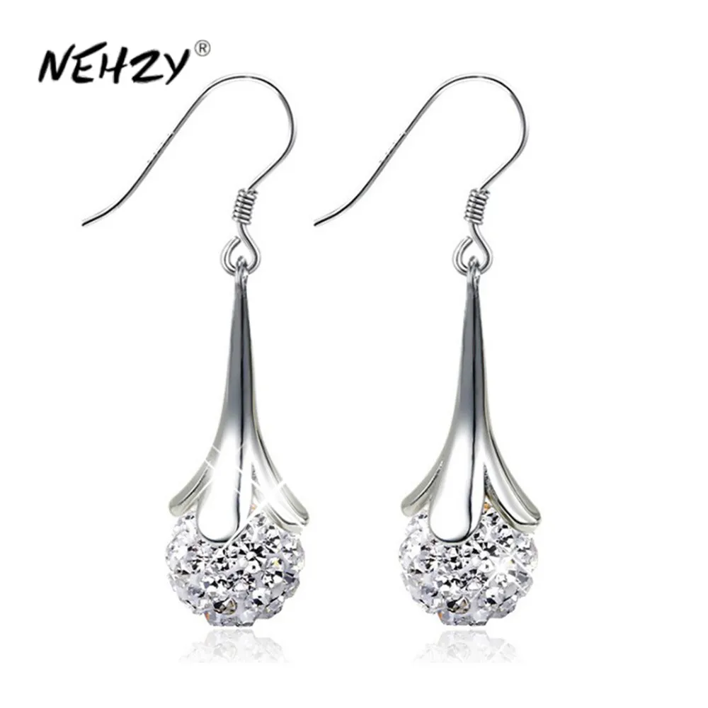 

NEHZY новые женские модные ювелирные изделия из серебра 925 пробы высокого качества с длинными кисточками и кристаллами циркония, простые серьги-Крючки с цветком