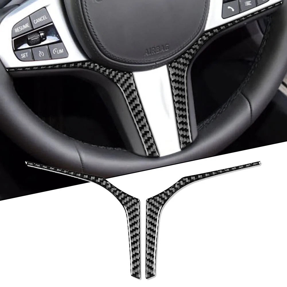

2PCS Interior Steering Wheel Decorative Cover Carbon Fiber Fits For BMW Z4 G29 2019-2022 Automobiles Interior Accessories