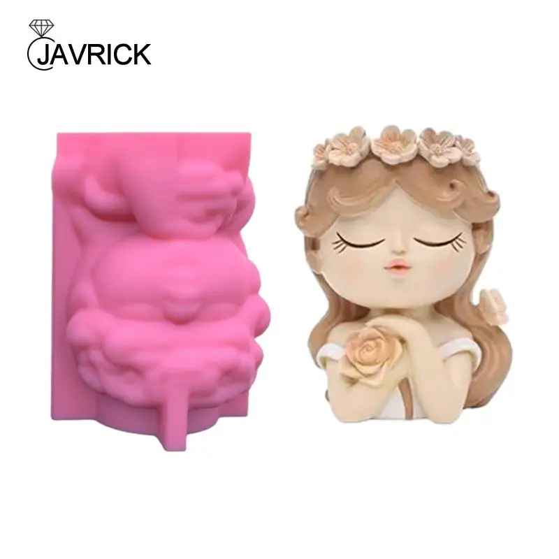 

Flower Pot Silicone Mold Concrete Cement Angel Girl Flowerpot Mould Plaster Molds Candle Holder Epoxy Resin