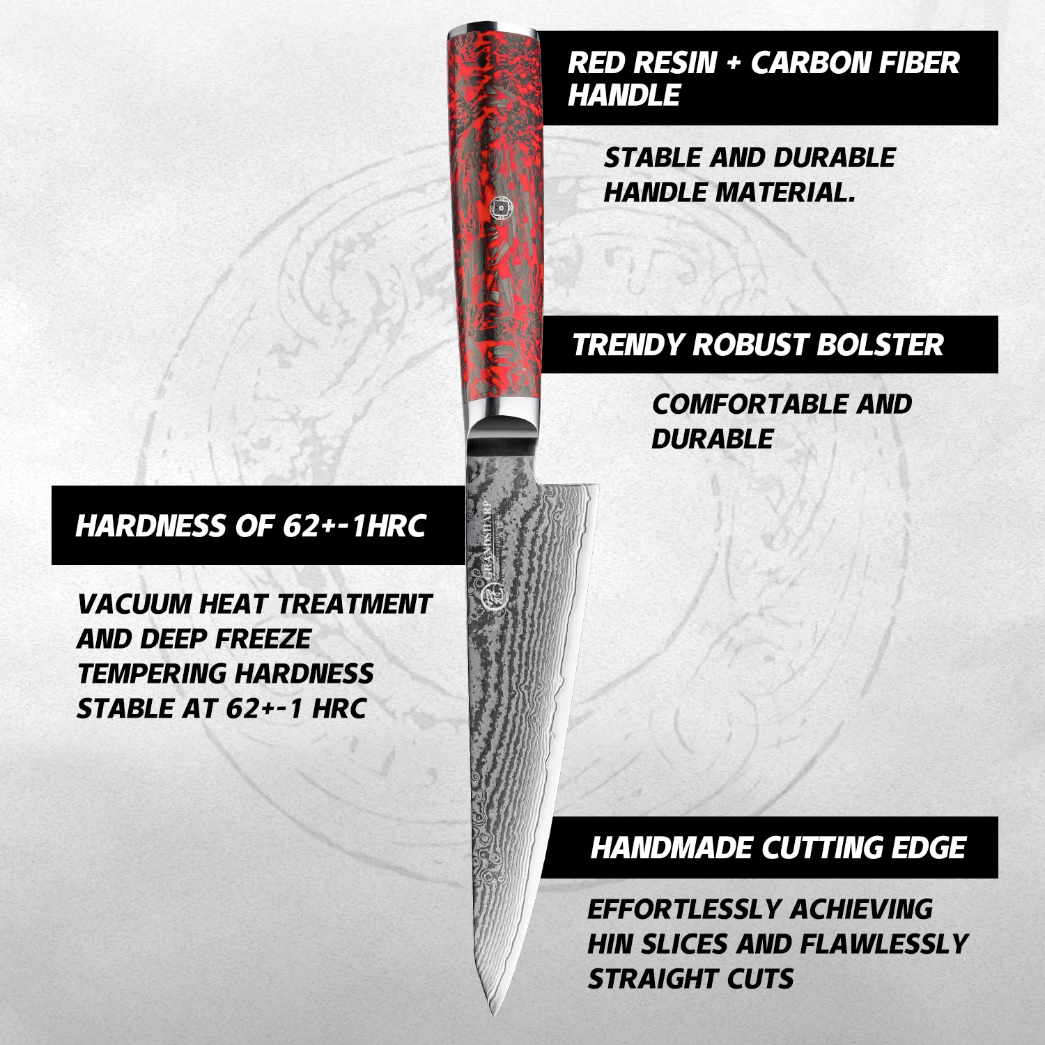 Grandsharp 5 8-дюймовый универсальный нож кухонный из дамасской стали 67 слоев S35VN