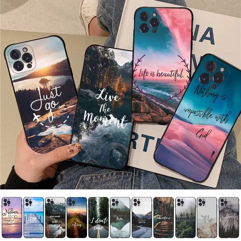 

FHNBLJ Travel Forest Mountain Sea Beach Phone Case For iPhone 14 13 12 Mini 11 Pro XS Max X XR SE 6 7 8 Plus Soft Silicone Cover