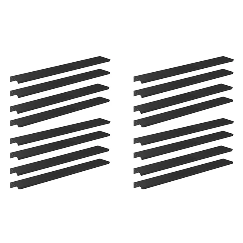 

16PCS 300Mm/11.8Inch Black Back Mount Finger Edge Pull Concealed Handle For Home Kitchen Cabinet Drawers