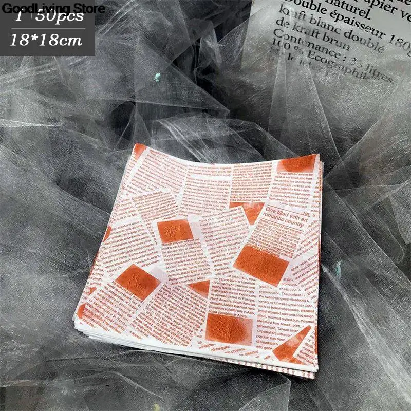 50 листов масляная бумага для упаковки хлеба сэндвичей гамбургеров картофеля фри