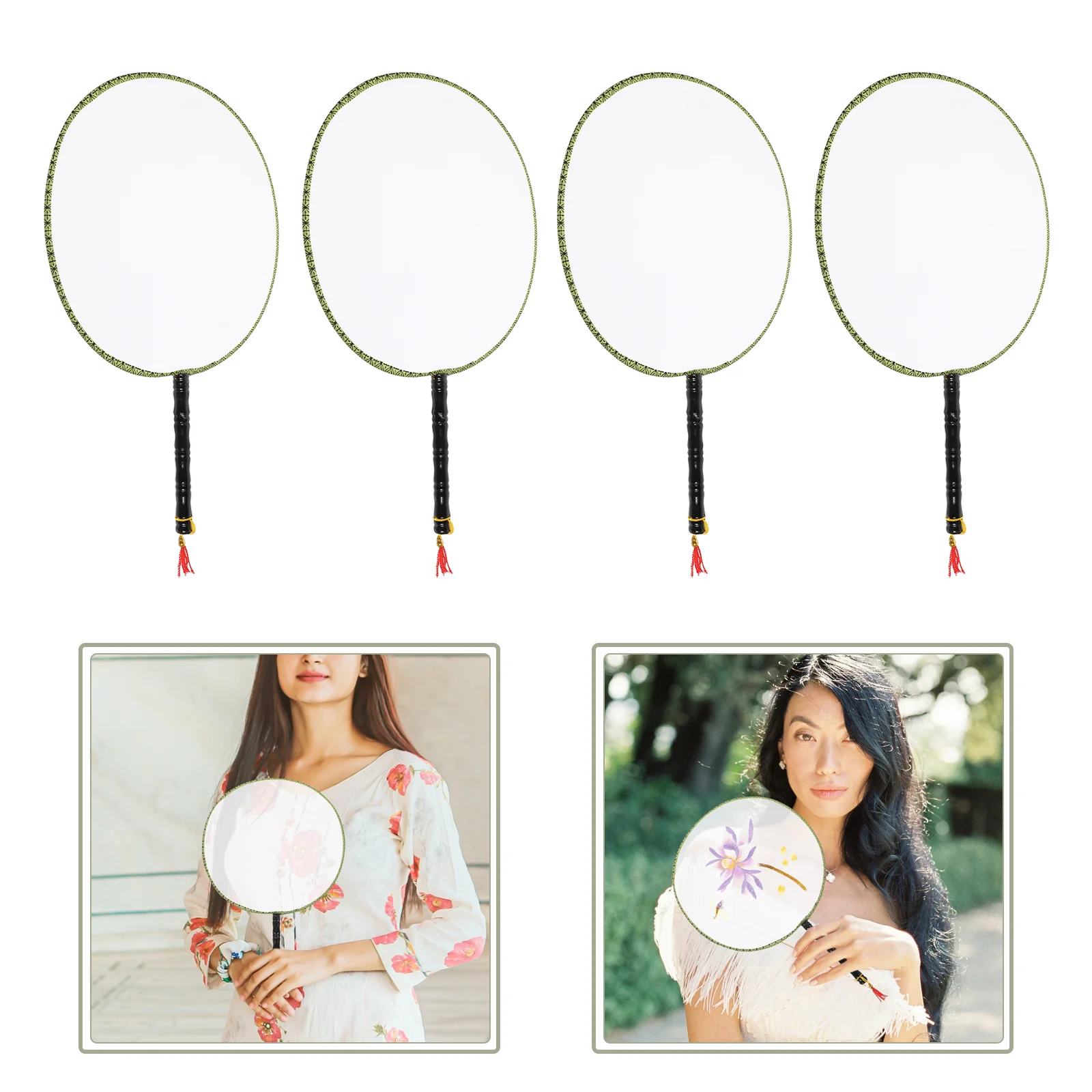 4 шт. круглый веер пустая рука сделай сам деревянная ручка ремесленные веера