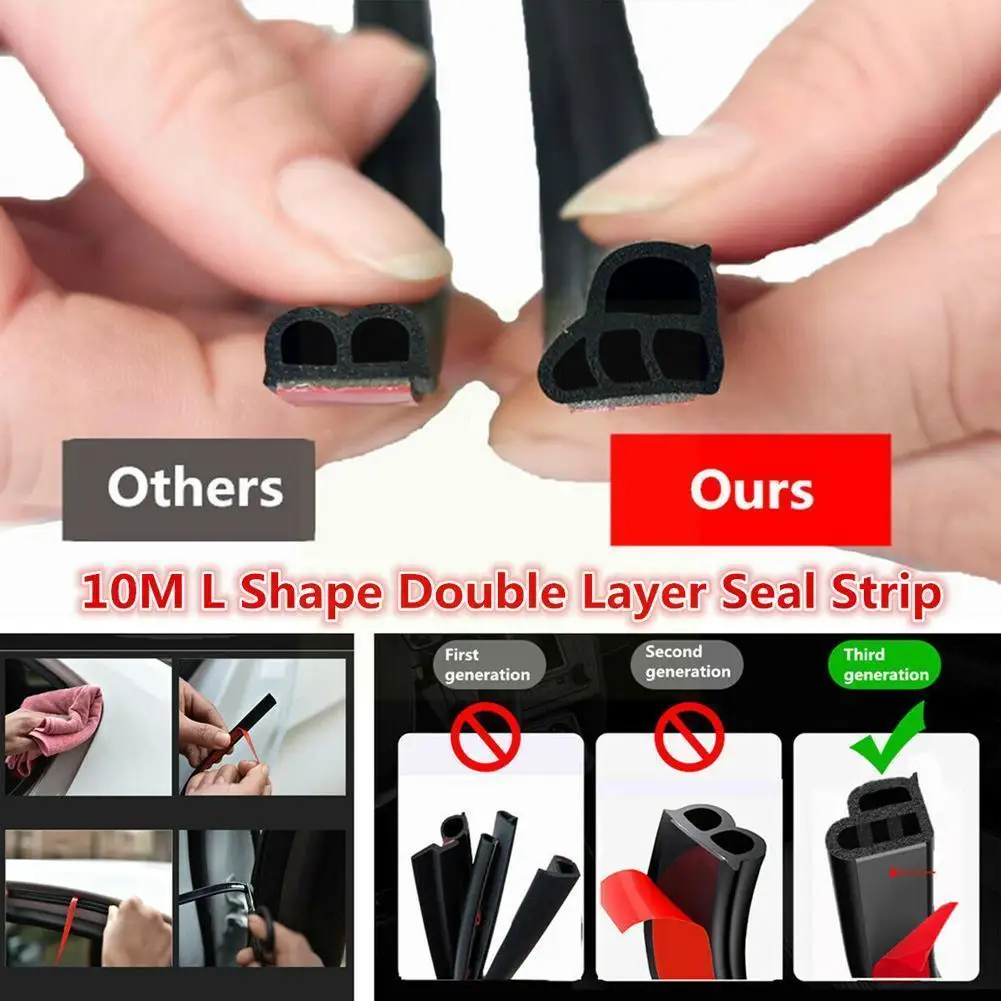 

1m Universal Car Door Rubber Seal Strip Thicken Automobile Sealing Accessories Strip Sound Car Styling Strip Insulation K7Q8