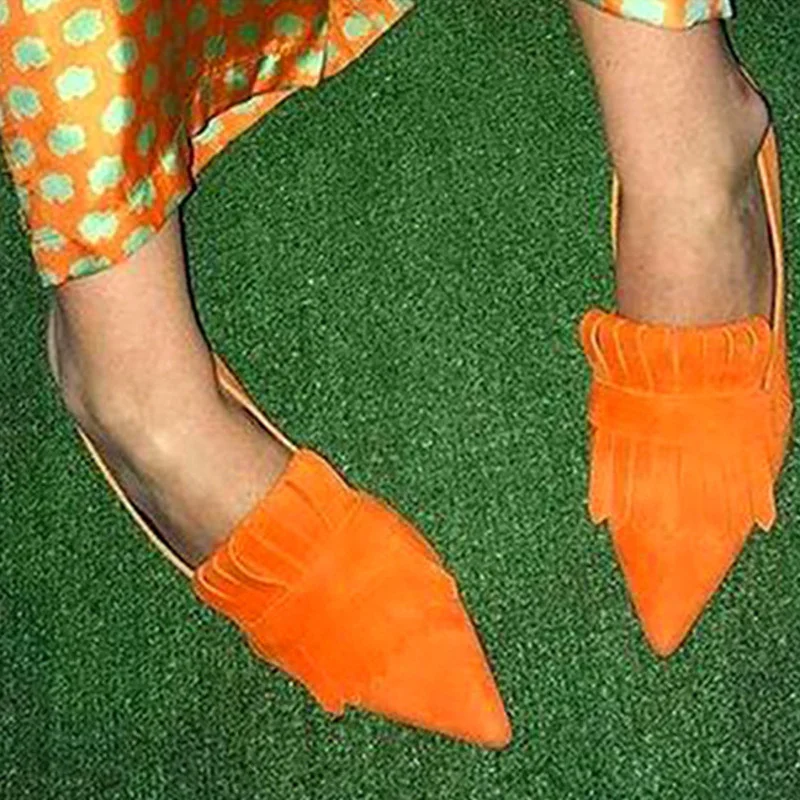 2022 Casual Women Shoes Fringe Loafers Low Heels Pointed Flat Boat Shoes Spring Summer New Female Slip-on Comfortable Shoes