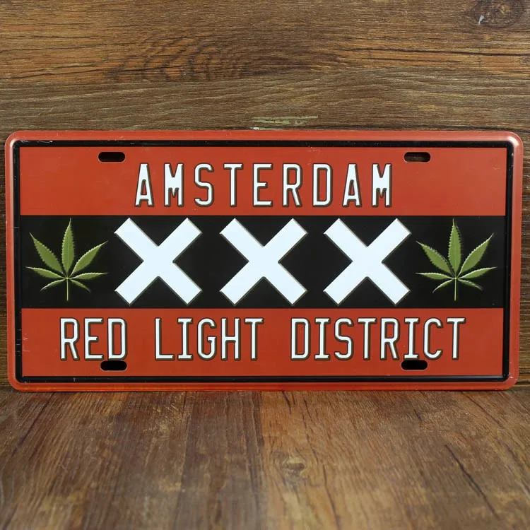 

SYF--00144 NEW letter slogan" RED LIGHT DISTRICE" Metal vintage License Plate number tin sign cafe pub wall decor 30*15 CM