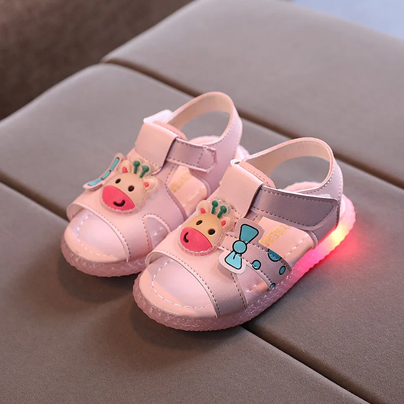 

Size 21-30 Children Luminous Shoes Open-toe Glowing Sandals For Baby Girls Non-slip Velcro Kids Girls Shoes Led Light Up Shoes