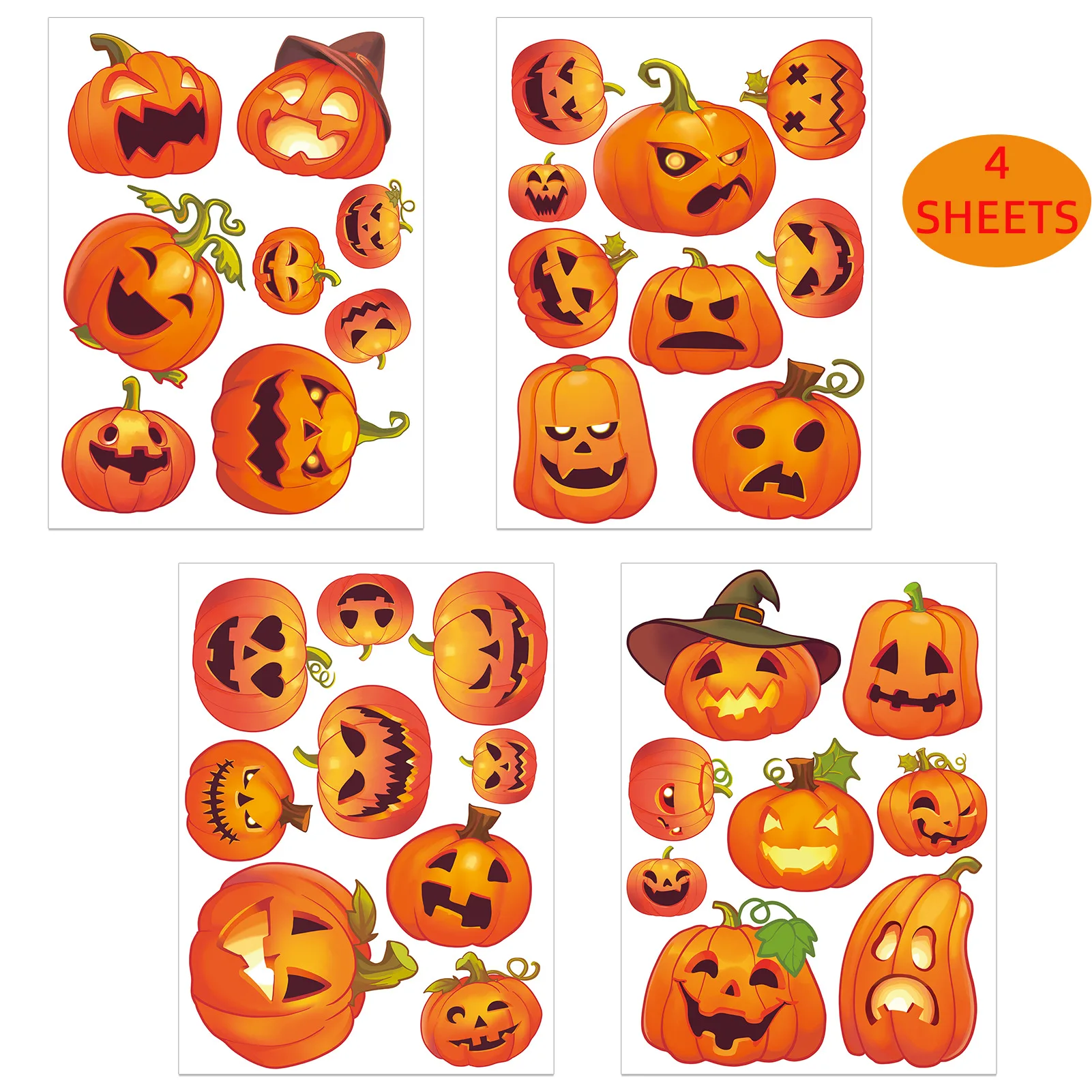 5 шт. наклейки с Тыквой и эмодзи на Хэллоуин
