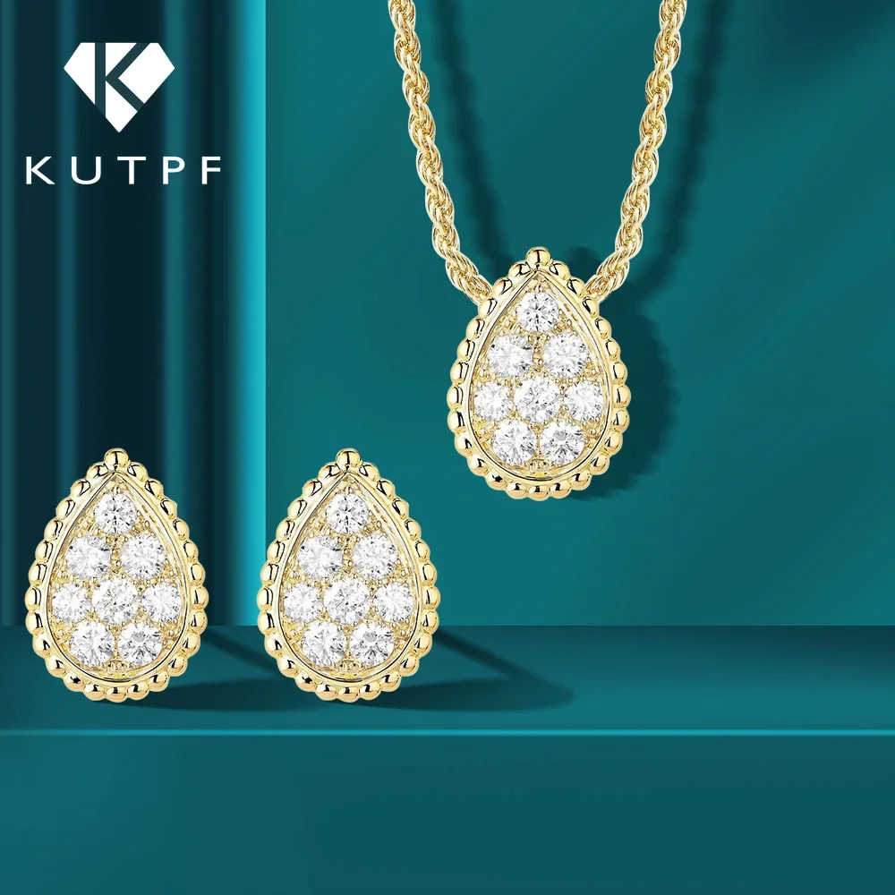 w kształcie kropli wody pełne zestawy biżuterii Moissanite dla kobiet стерлинговое серебро 925 пробы позолота 18