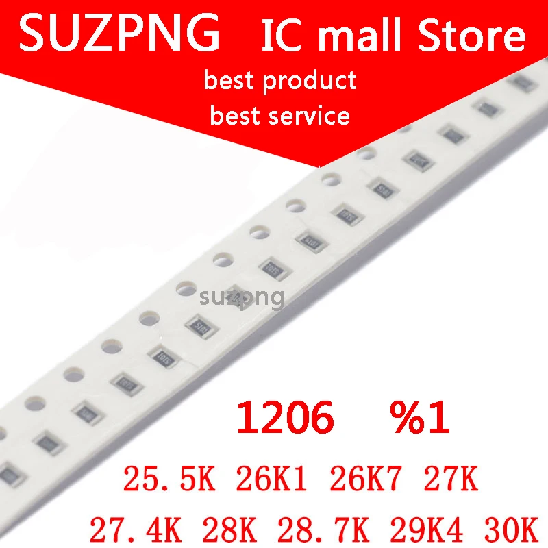 

100 шт. 0603 SMD % 5 Smd резистор 25,5 K 26,1 K 26,7 K 27K 27,4 K 28K 28,7 K 29,4 K 30K