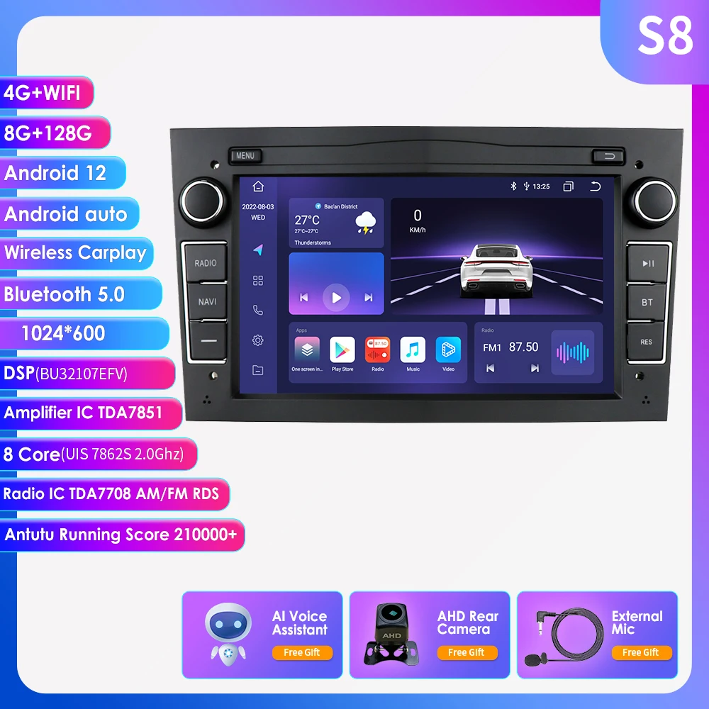 For Opel Astra H G J Vectra Meriva Corsa C D Vivaro Antara Zafira 2din Auto Stereo