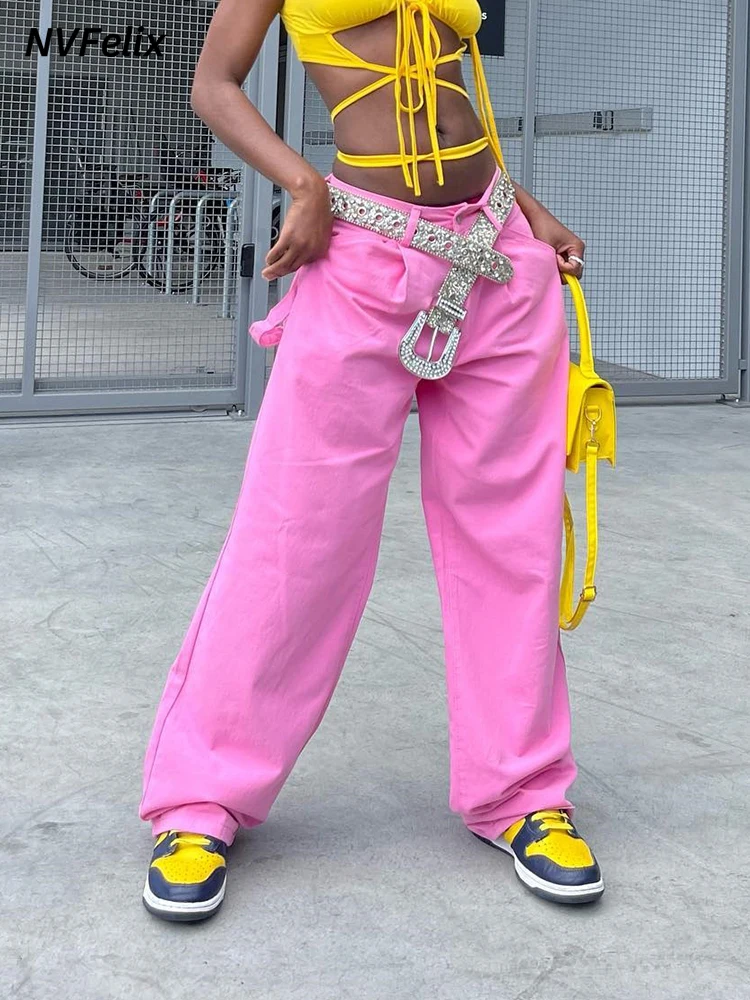 

Pink High Waist Baggy Washed Jeans Women Straight Wide Leg Casual Comfy Soft Fashion Denim Trousers Mom Clothing Y2k Style New