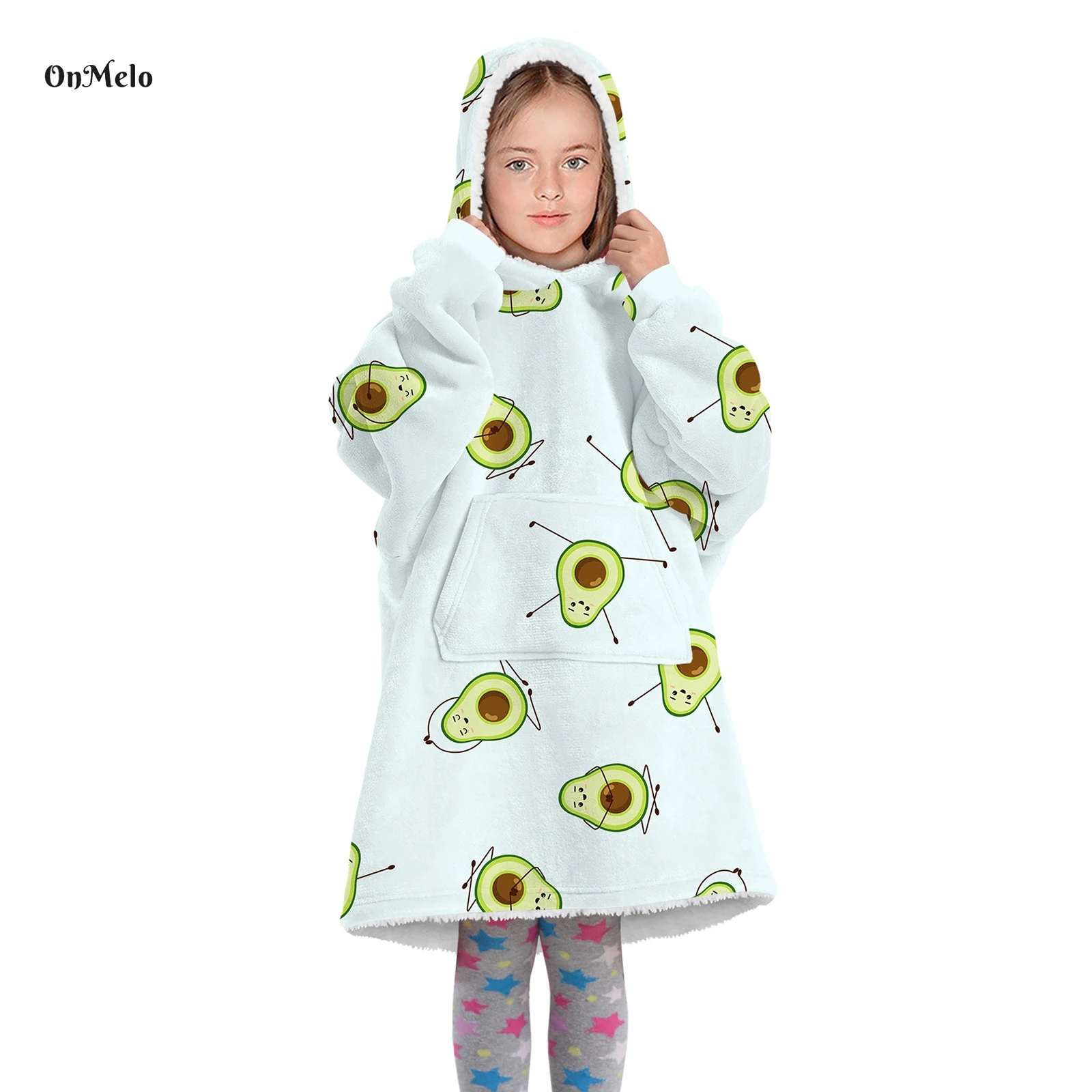 OnMelo Unisex Outfit Blanket Hoodie Pullovers Worn 2 Sides Thick Mink Velvet Children Casual Homewear Lazy Plush Blanket Hoodies