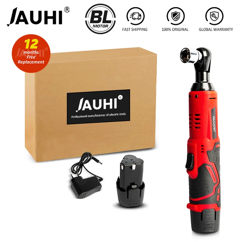 JAUHI Cordless Electric Wrench Set 3/8 Ratchet Power Screwdriver Tools Motorcycle Repair Tool 12V Ternary Lithium Battery