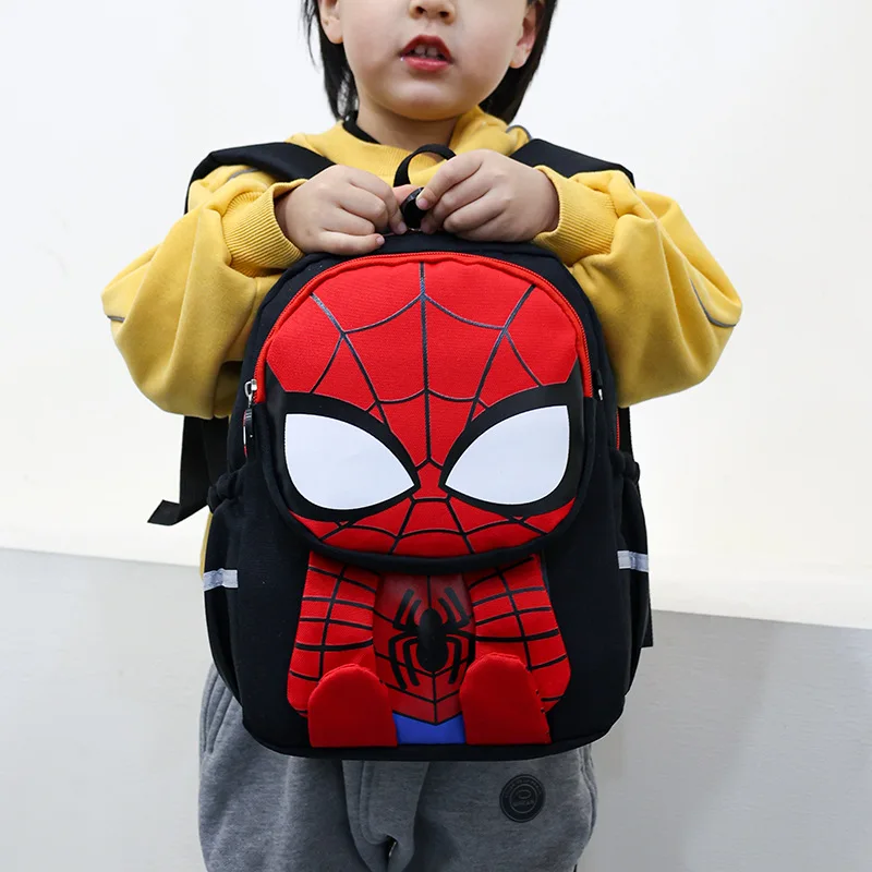 Фото Рюкзак Bandai Spider Man Amine с 3D-печатью, рюкзак с изображением Железного человека, рюкзак для школьников 1-3 классов, двойная сумка через плечо для мальчиков, подарки №5